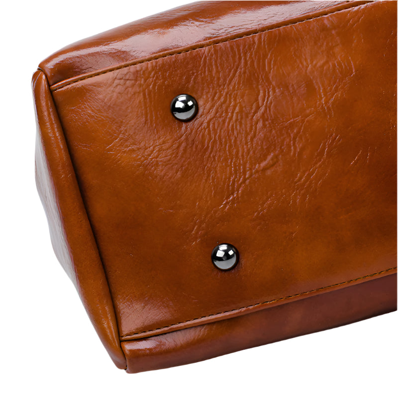 Vintage Oil Wax Leather Luxury Handbag for Women – Elegant Retro Shoulder Bag