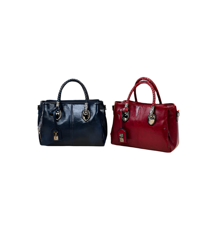 Vintage Oil Wax Leather Luxury Handbag for Women – Elegant Retro Shoulder Bag