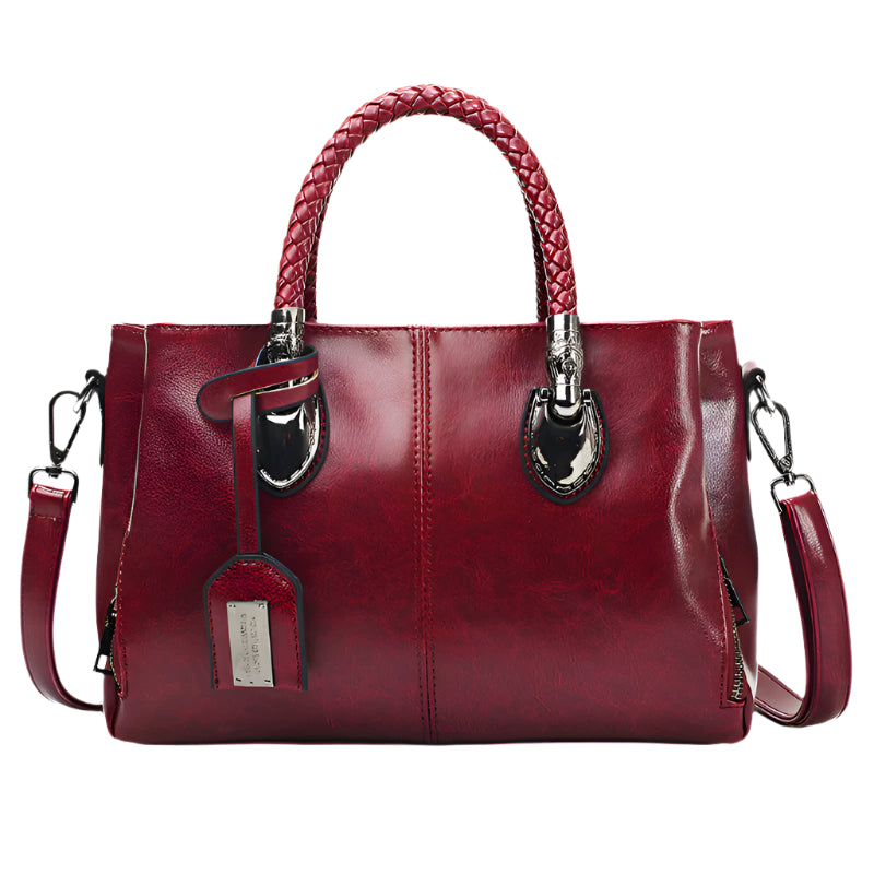 Vintage Oil Wax Leather Luxury Handbag for Women – Elegant Retro Shoulder Bag