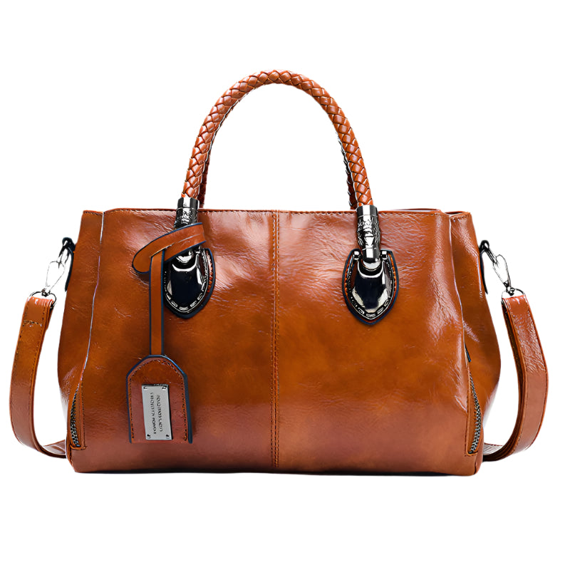 Vintage Oil Wax Leather Luxury Handbag for Women – Elegant Retro Shoulder Bag