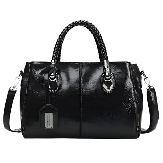 Vintage Oil Wax Leather Luxury Handbag for Women – Elegant Retro Shoulder Bag